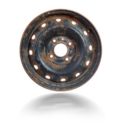 Rusty steel rim isolated