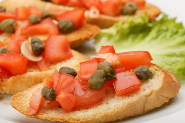 Sandwich with capers close-up