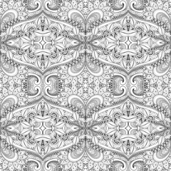 Seamless Monochrome Floral Pattern (Vector). Hand Drawn Texture 