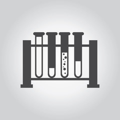 Testube rack black icon set. Medical tool grey icons set. Flat d