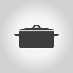 Cooking pot icon. Kitchen black grey icons set. Flat design styl
