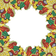 Vector Colored Floral Background. Hand Drawn Texture with Flower
