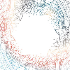 Vector Colored Floral Background. Hand Drawn Texture with Flower