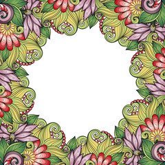 Vector Colored Floral Background. Hand Drawn Texture with Flower