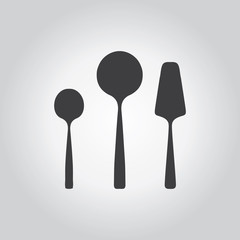 Spatula icon. Kitchen black grey icons set. Flat design style. V