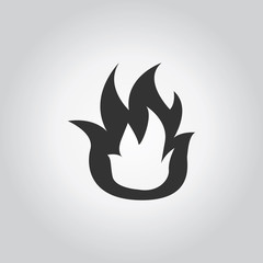 Fire icon. Industy black grey icons set. Flat design style. Vect