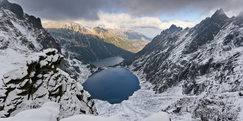 Tatra National Park, Black Pond and Marine Eye - obrazy, fototapety, plakaty