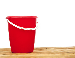 Red bucket isolated on white background