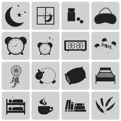 sleep concept black icons set. Black Vector Illustration eps10