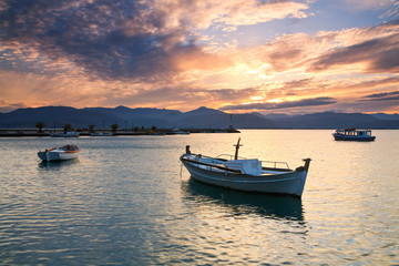 Fototapeta na wymiar Fishing boats in Peloponnese, Greece.