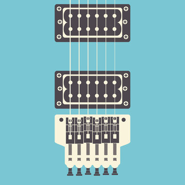 Retro electric guitar, close up, vector illustration