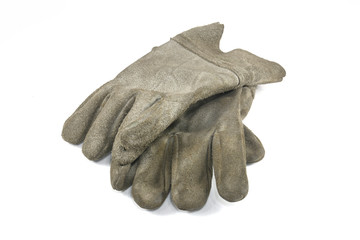 Old Dirty Work Gloves Isolated On White