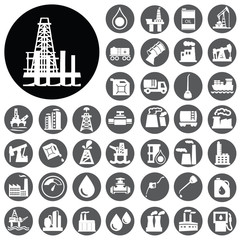 Oil platform Energy production icons set. Vector Illustration ep