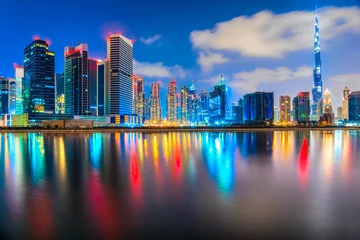 Foto op Canvas Dubai skyline in de schemering, Dubai. © Luciano Mortula-LGM