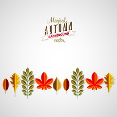 Autumn background abstract poster, Colorful vector leafs design