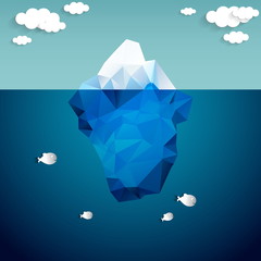Vector illustration of iceberg and clouds