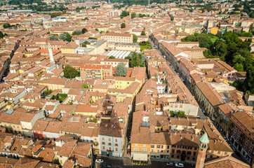 Fototapeta na wymiar Cremona, Italy, panorama from the Torrazzo