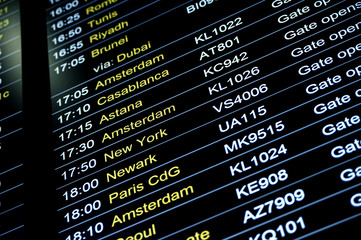 Departures flight information schedule in international airport