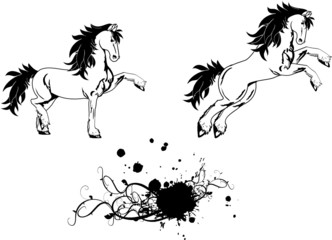 horse sticker tattoo set vector1