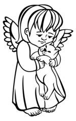 Angel with pet outline