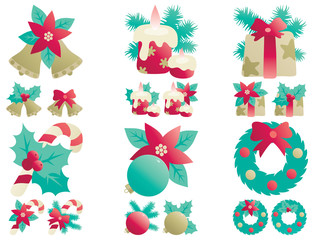 Vector icons set  of Christmas decorations