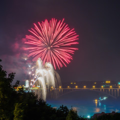 Fireworks in Niagara Falls at night