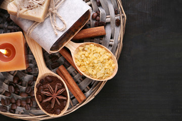 Organic soap with coffee beans, sea salt and milled coffee in