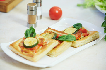 puff with tomato and zucchini