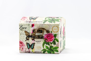 Beautiful butterfly pattern and flower On a box