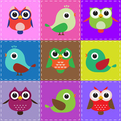 Set of different cute birds.