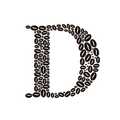 Letter D made of coffee beans vector set