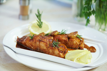 salmon with teriyaki sauce