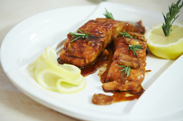 salmon with teriyaki sauce