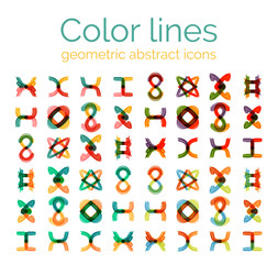 Color line design abstract icons, collection
