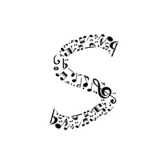 Abstract vector alphabet - S made from music notes - alphabet se