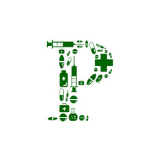 Letter P, alphabet of medicine pills