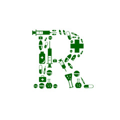 Letter R, alphabet of medicine pills