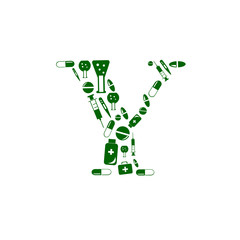 Letter Y, alphabet of medicine pills