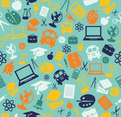 Seamless background with education icons