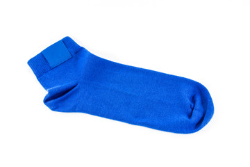 Blue socks on white background