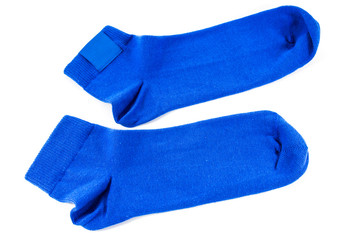 Blue socks on white background