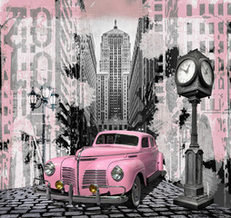 Fototapety  Vintage pink auto