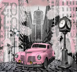 Türaufkleber Vintage pink auto © Ganna Chabanenko
