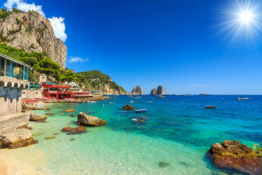 Beautiful beach in Capri island,Italy,Europe