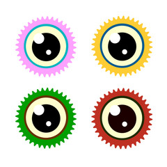 Gear eye symbol icon set. Vector, Flat design