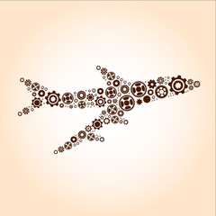 Airplane made by gear decoration vector