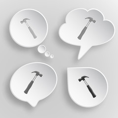 Hammer. White flat vector buttons on gray background.