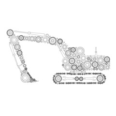 Backhoe icon of tractor from gears. vector eps10