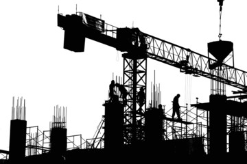 silhouette of construction worker