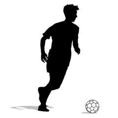 Fototapeta na wymiar silhouettes of soccer players with the ball. Vector illustration